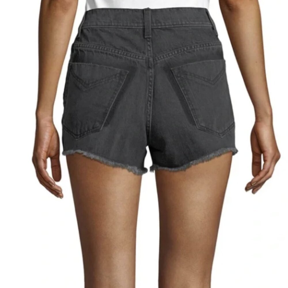 Derek Lam 10 Crosby DREW Two-Tone Black Denim High Rise Cut Off Jean Shorts - Picture 3 of 14